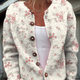 Pink Rose Florets Print Buttoned Cardigan Sweater