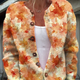 Maple Leaf Autumn Art Print Buttoned Cardigan Sweater