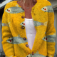 Vintage Fish Sardines Art Print Buttoned Cardigan Sweater