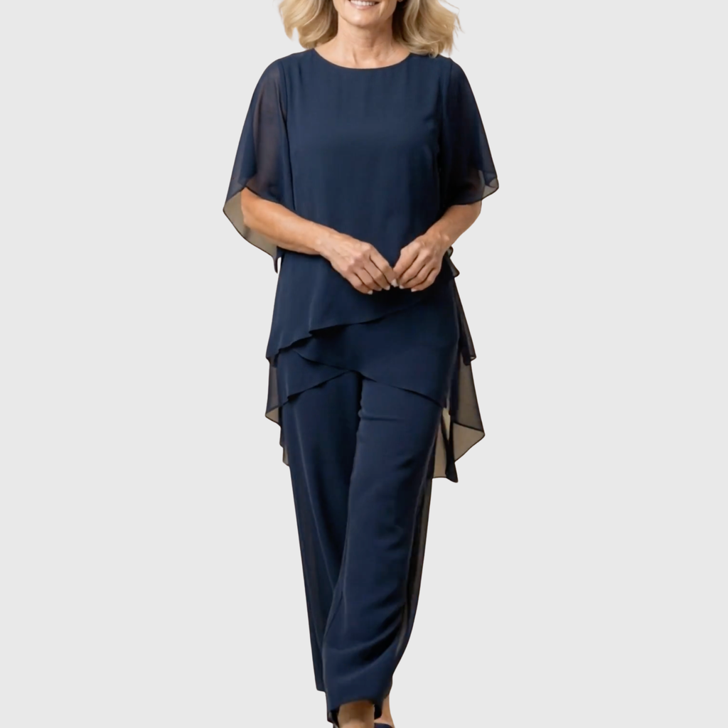 Linda | Suit with draped palazzo pants