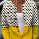 Yellow Geometric Polka Dots Print Buttoned Cardigan Sweater