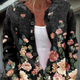 Floral Print Buttoned Casual Cardigan  Sweater