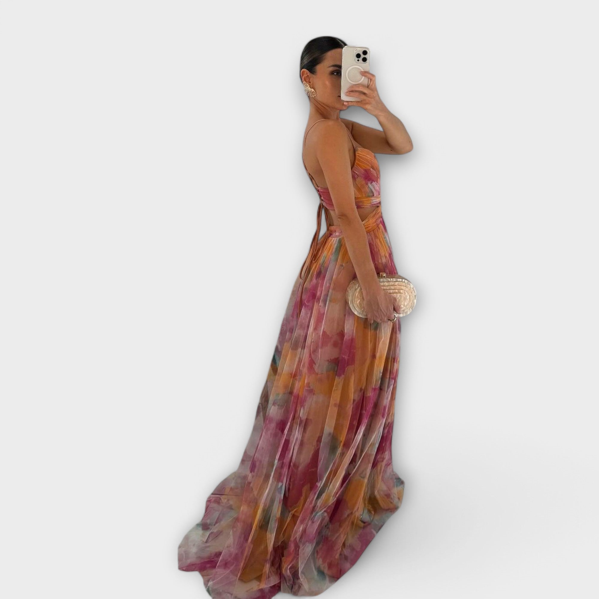 Annai Mesh Maxi Dress - Elegant and Figure-Shaping