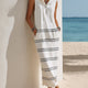 Sailing Vacation White Sleeveless Hooded Black Striped Maxi Dress