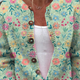 Summer Field Floral Pattern Print Buttoned Cardigan Sweater