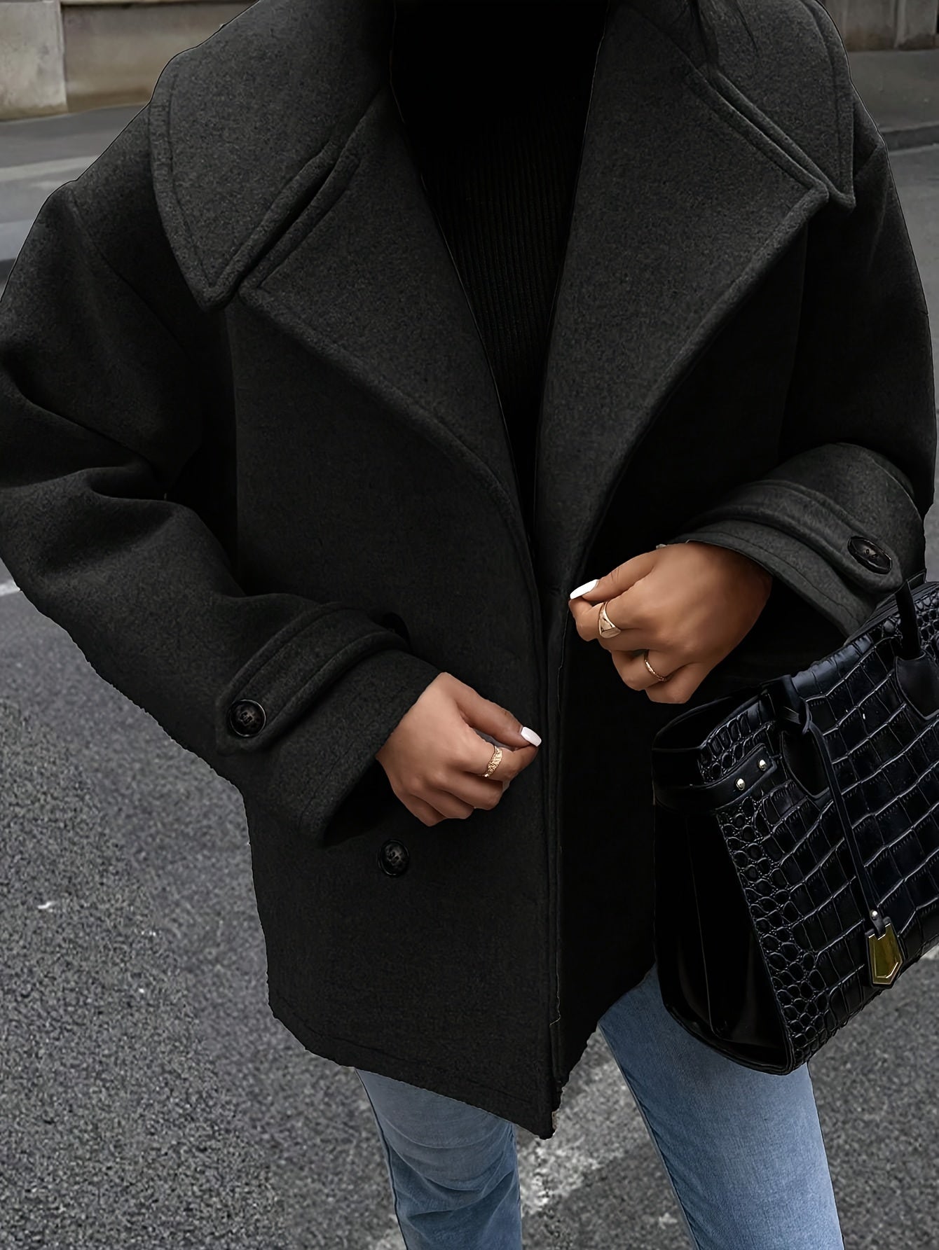 Elise| Stylish Double-Breasted Jacket with Button Details