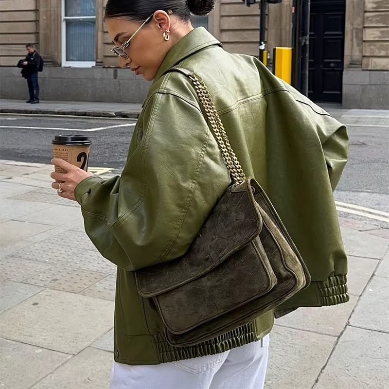 Ava – Faux Leather Oversized Jacket