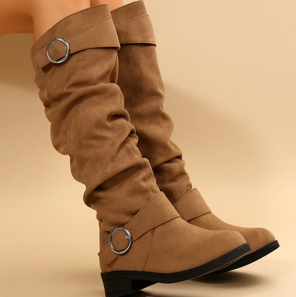 Suede Buckle Boots