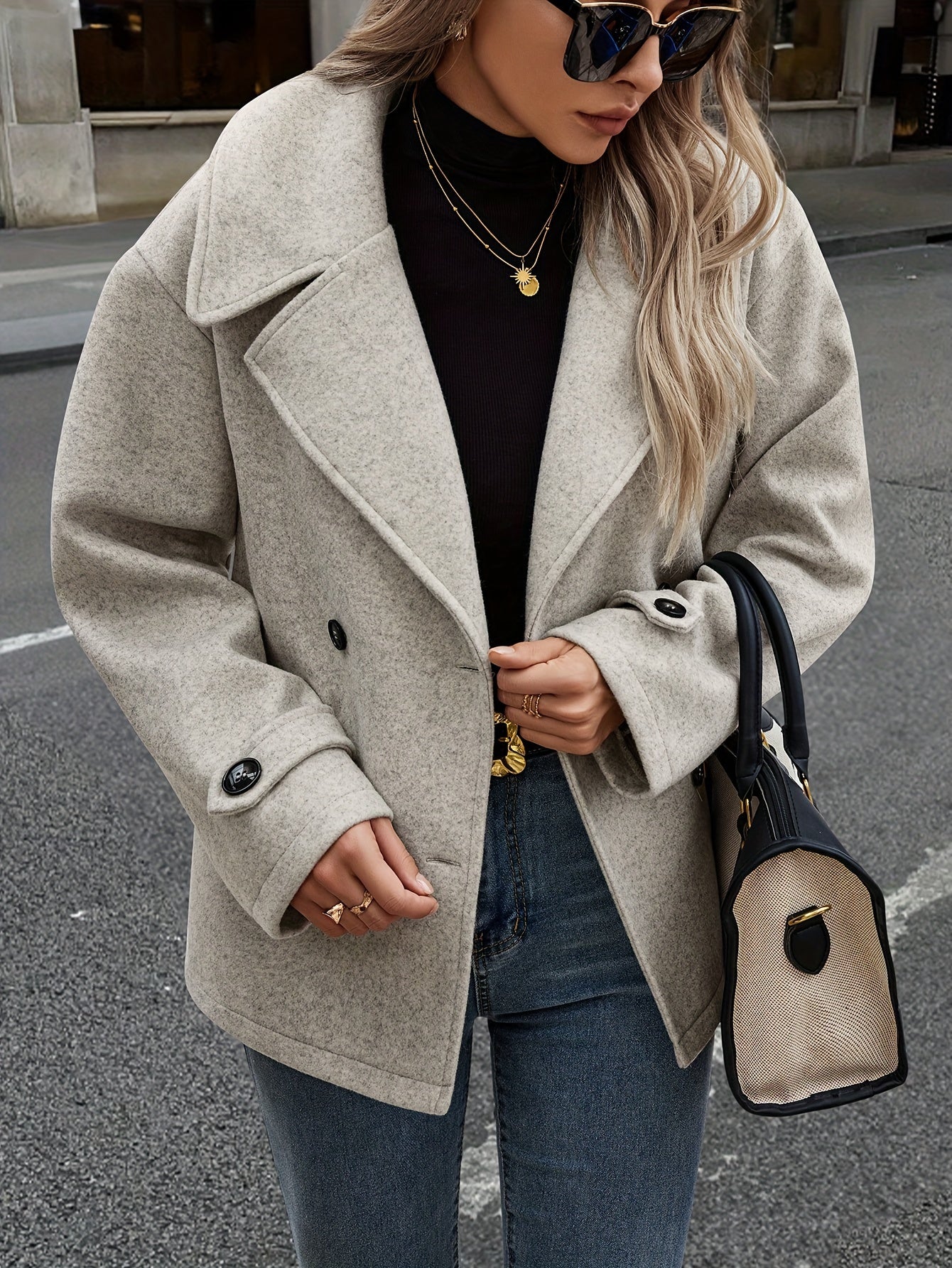 Elise| Stylish Double-Breasted Jacket with Button Details