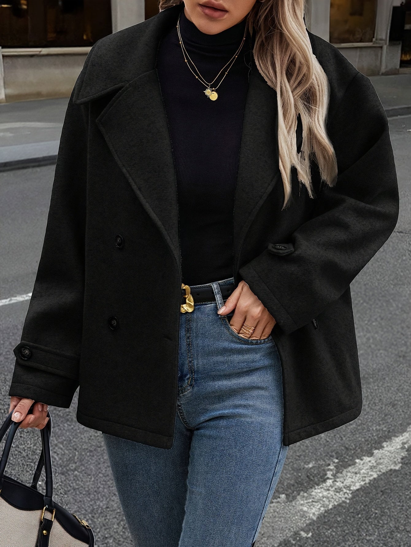 Elise| Stylish Double-Breasted Jacket with Button Details