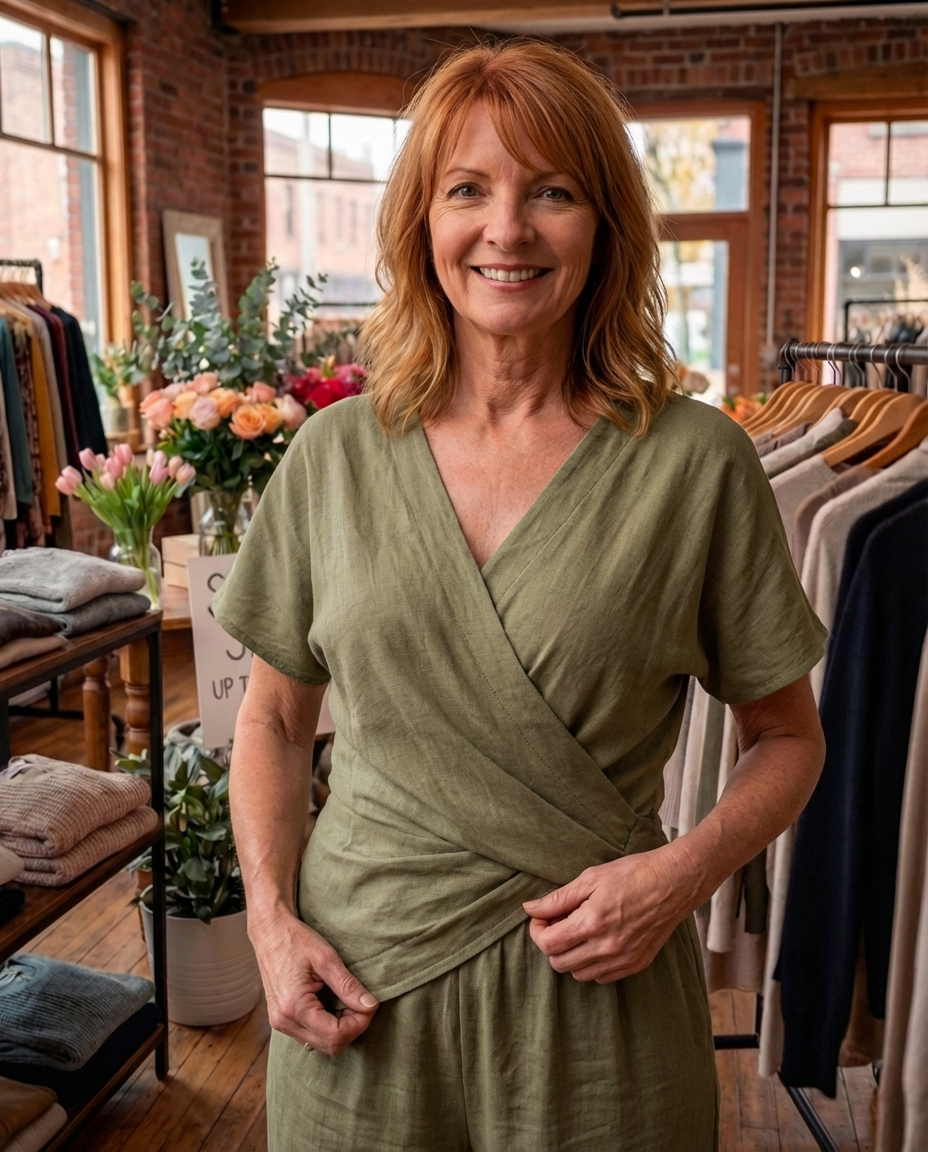 Colleen™ Elegant Two-Piece Set | Wrap-Front Top and Cropped Trousers